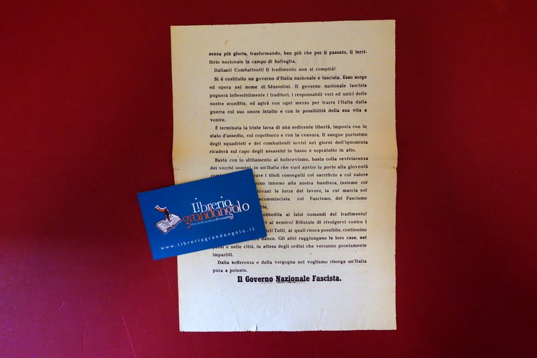 Volantino Propaganda RSI WW2 Italiani Valorosi Soldati Tradimento Badoglio