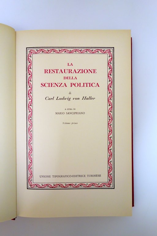 Von Haller La Restaurazione della Scienza Politica UTET Classici Politici …