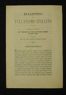 Vulcanologia Vulcanismo italiano Vulcani Programmi Riviste M.S. De Rossi 1874