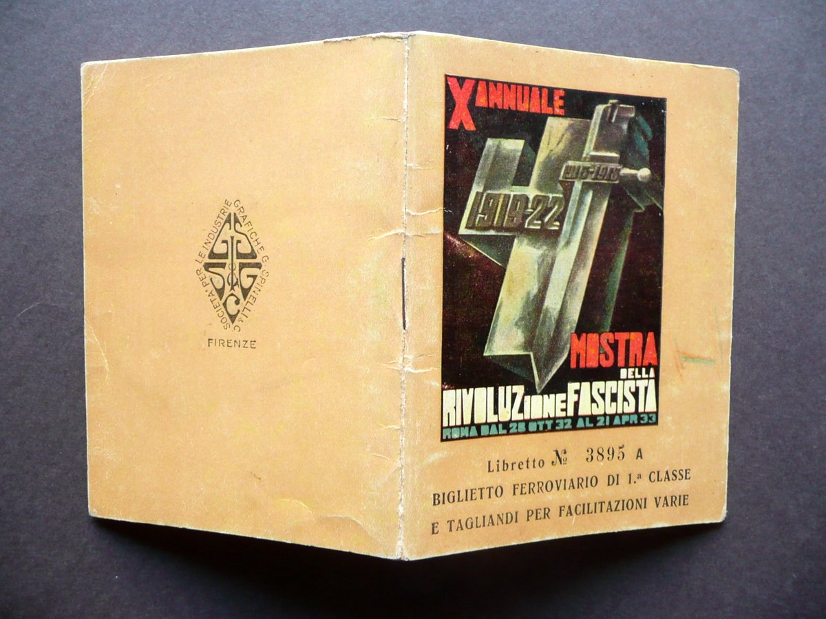 X Annuale Mostra Rivoluzione Fascista Libretto Biglietto Treno Sconti 1932-33