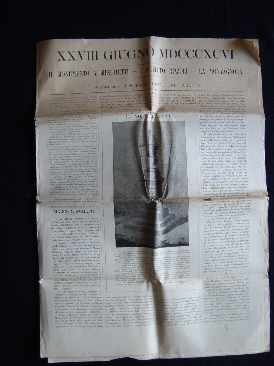 XXVIII Giugno 1896 Monumento a Minghetti Supplemento 180 del Resto …