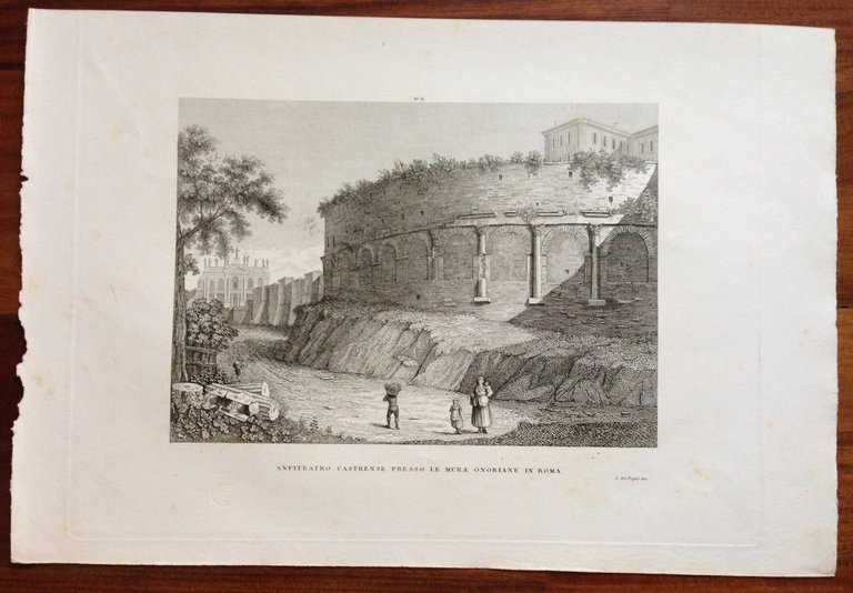 Zuccagni Orlandini Acquaforte Originale 1840 Atlante Anfiteatro Mura Onoriane | Immagine Gallery 1