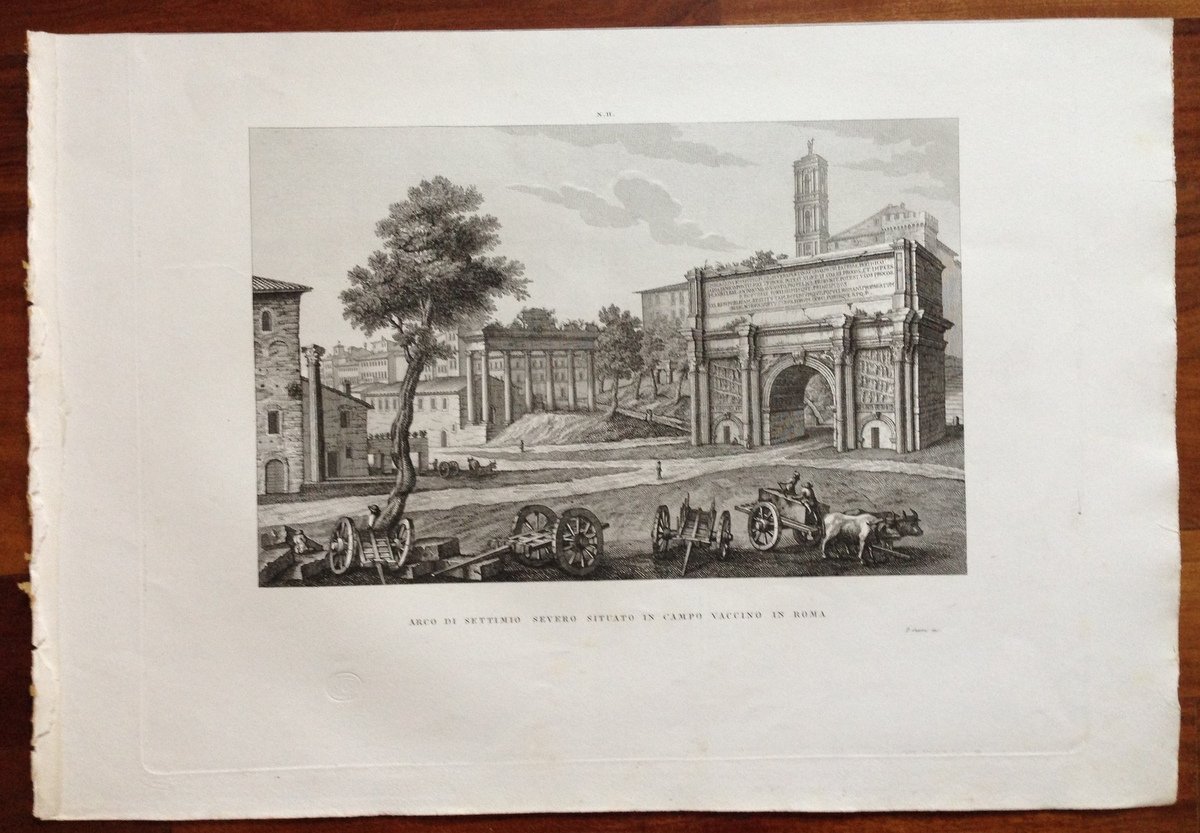 Zuccagni Orlandini Acquaforte Originale 1840 Atlante Arco Settimio Campo Roma