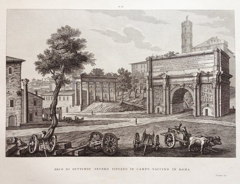Zuccagni Orlandini Acquaforte Originale 1840 Atlante Arco Settimio Campo Roma
