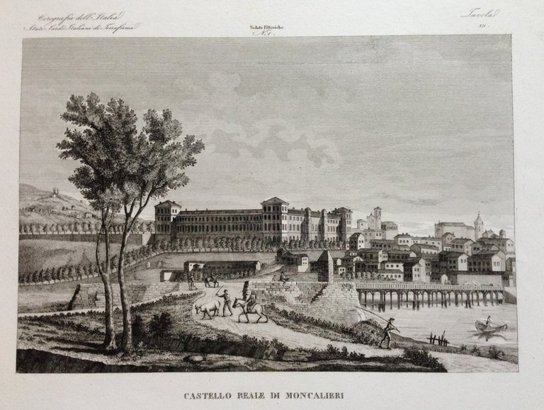 Zuccagni Orlandini Acquaforte Originale 1840 Atlante Castello Reale Moncalieri