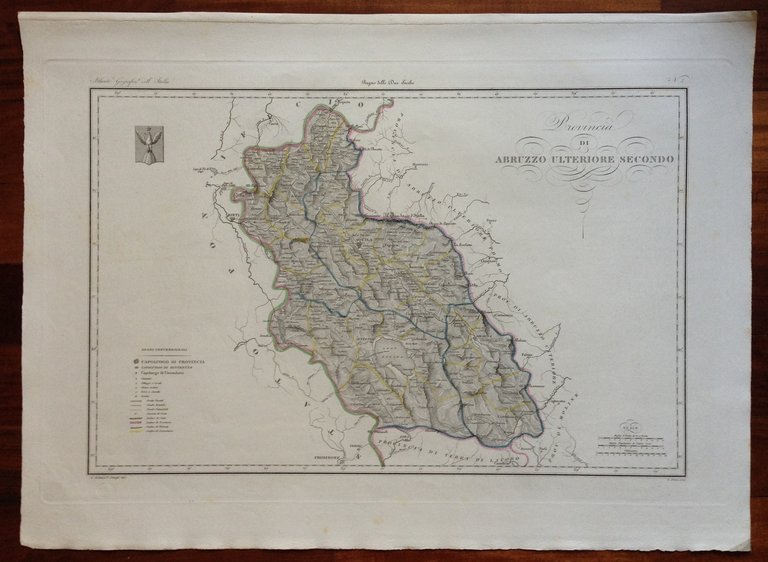 Zuccagni Orlandini Acquaforte Originale 1840 Atlante Geografico Abruzzo