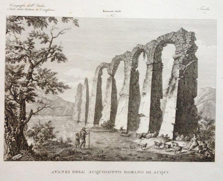 Zuccagni Orlandini Acquaforte Originale 1840 Atlante Geografico Acqui Acquedotto