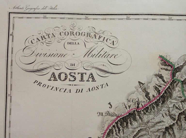 Zuccagni Orlandini Acquaforte Originale 1840 Atlante Geografico Aosta