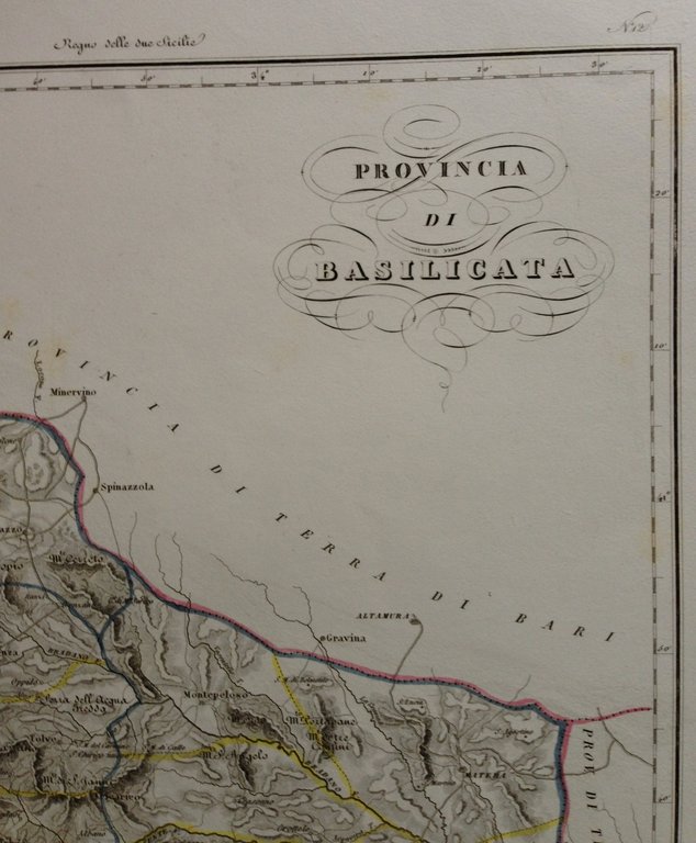 Zuccagni Orlandini Acquaforte Originale 1840 Atlante Geografico Basilicata