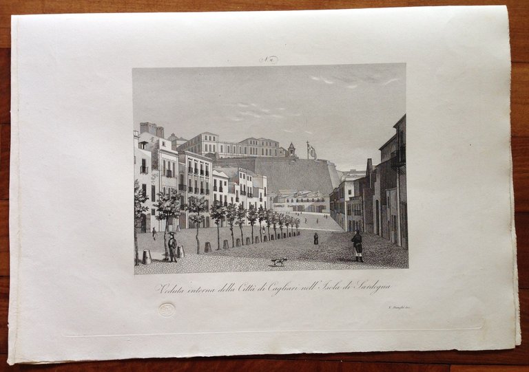 Zuccagni Orlandini Acquaforte Originale 1840 Atlante Geografico Cagliari Sardegn