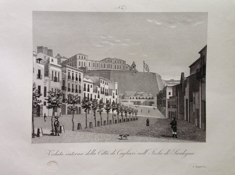 Zuccagni Orlandini Acquaforte Originale 1840 Atlante Geografico Cagliari Sardegn