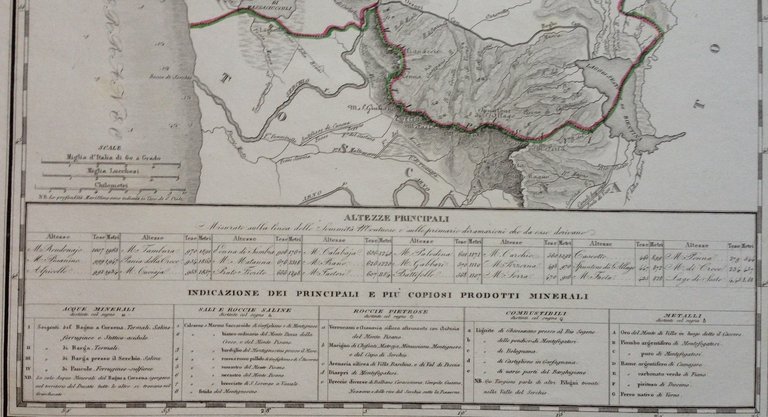 Zuccagni Orlandini Acquaforte Originale 1840 Atlante Geografico Ducato di Lucca