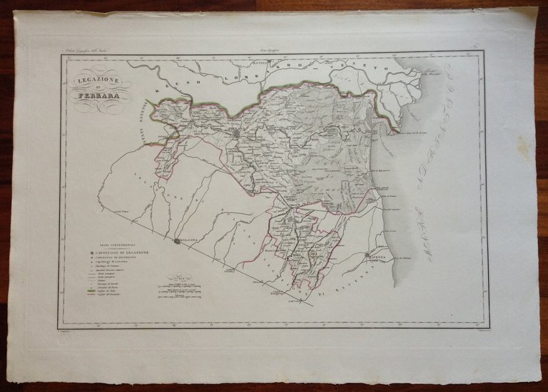 Zuccagni Orlandini Acquaforte Originale 1840 Atlante Geografico Ferrara