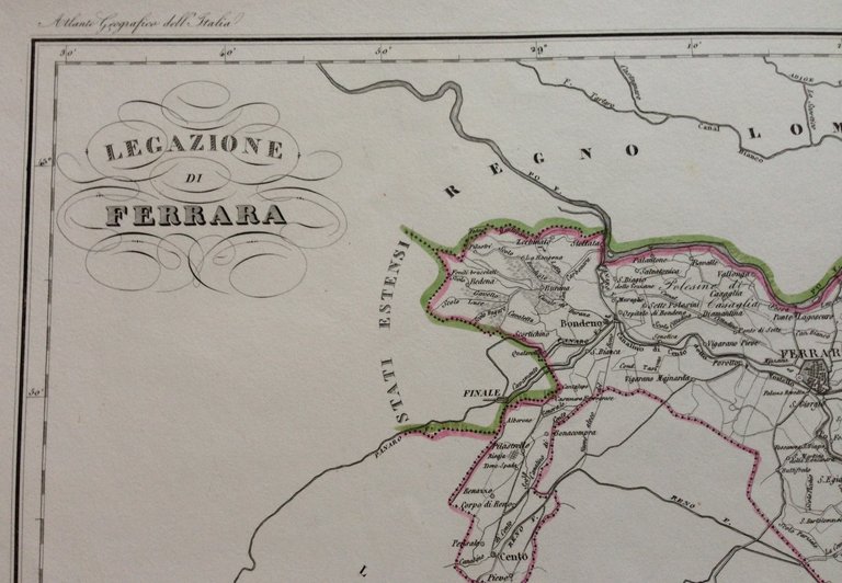 Zuccagni Orlandini Acquaforte Originale 1840 Atlante Geografico Ferrara