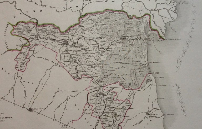 Zuccagni Orlandini Acquaforte Originale 1840 Atlante Geografico Ferrara