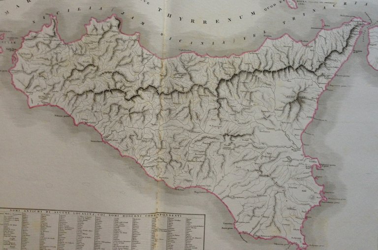 Zuccagni Orlandini Acquaforte Originale 1840 Atlante Geografico Isola di Sicilia