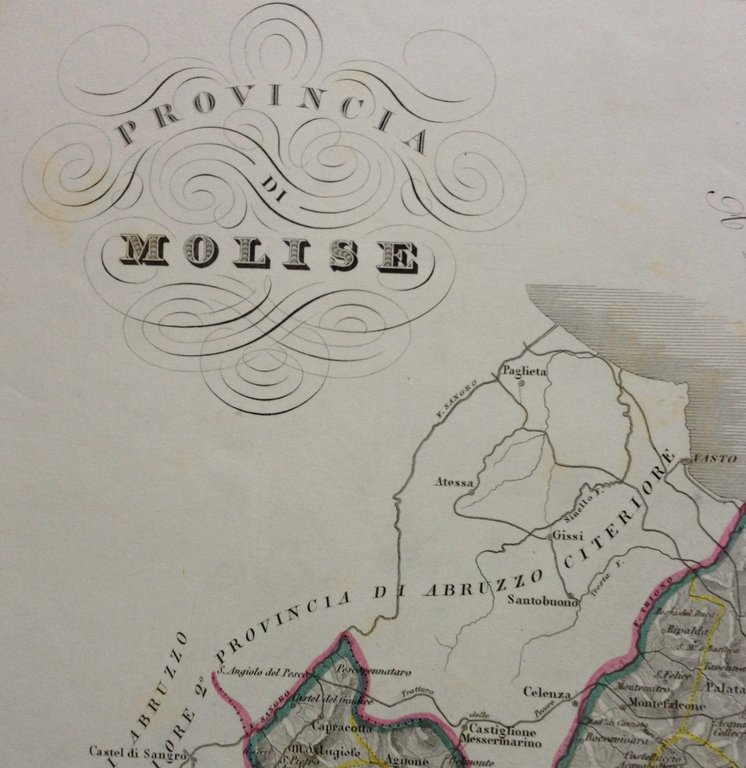 Zuccagni Orlandini Acquaforte Originale 1840 Atlante Geografico Molise