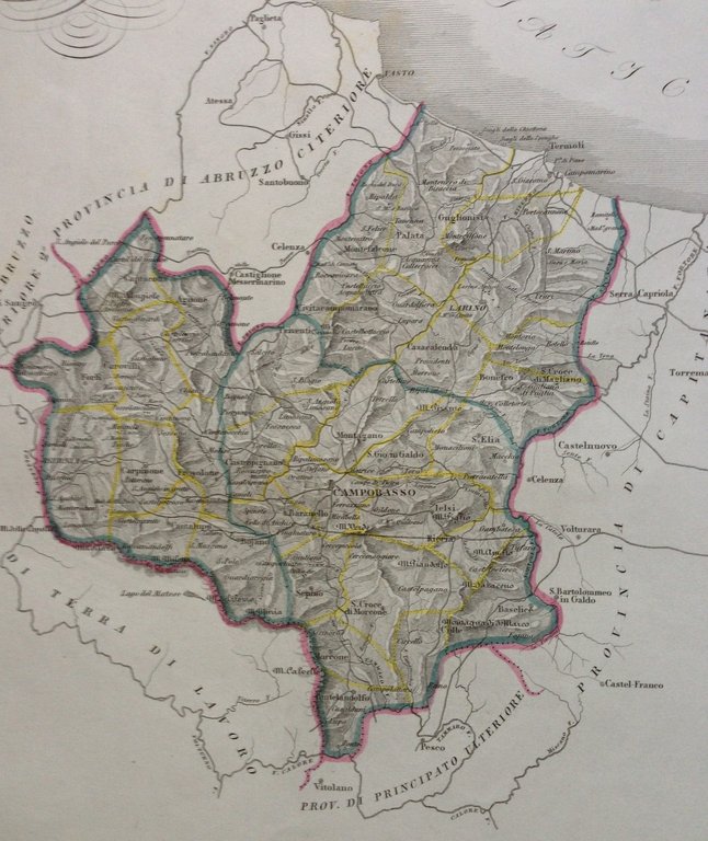 Zuccagni Orlandini Acquaforte Originale 1840 Atlante Geografico Molise