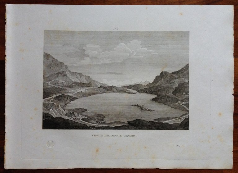 Zuccagni Orlandini Acquaforte Originale 1840 Atlante Geografico Monte Cenisio