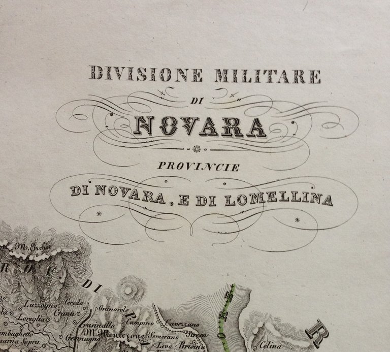 Zuccagni Orlandini Acquaforte Originale 1840 Atlante Geografico Novara Lomellina
