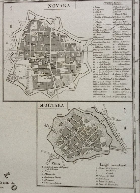 Zuccagni Orlandini Acquaforte Originale 1840 Atlante Geografico Novara Lomellina