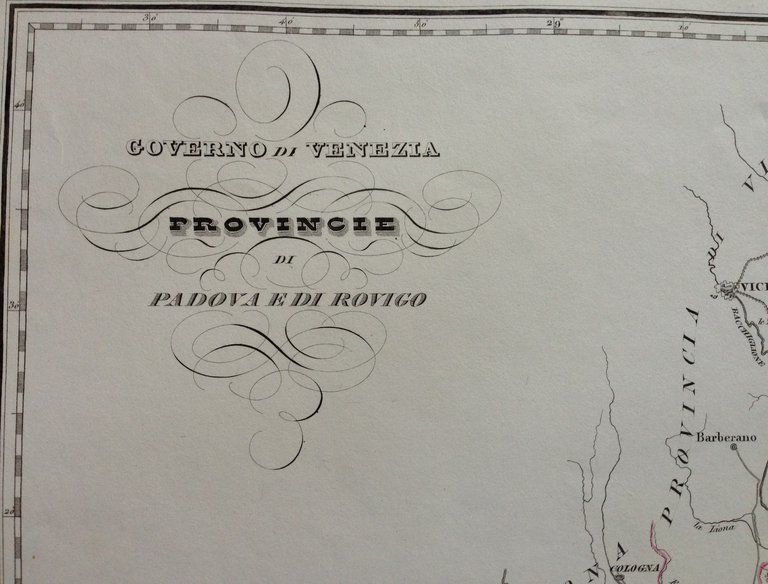 Zuccagni Orlandini Acquaforte Originale 1840 Atlante Geografico Padova Rovigo