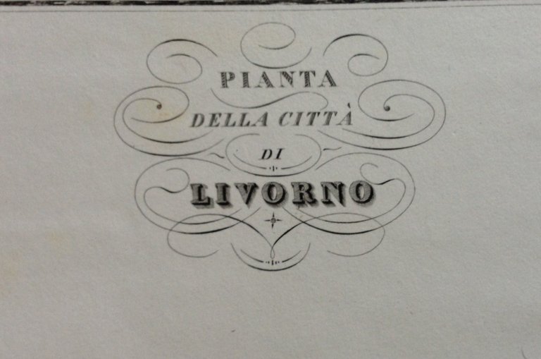 Zuccagni Orlandini Acquaforte Originale 1840 Atlante Geografico Pianta Livorno