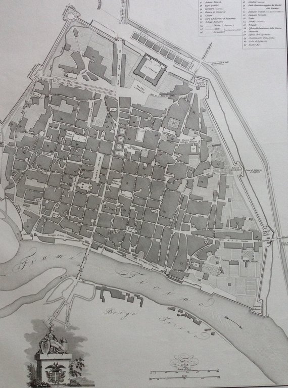Zuccagni Orlandini Acquaforte Originale 1840 Atlante Geografico Pianta Pavia