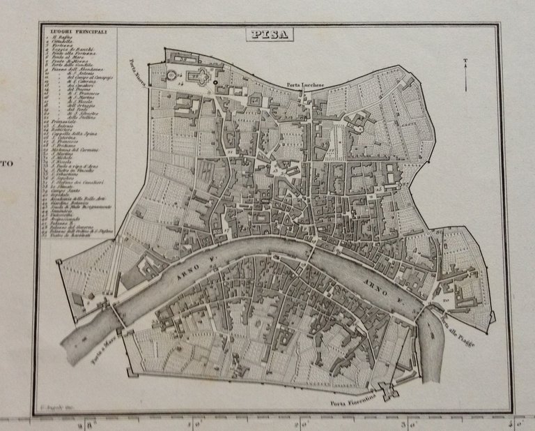 Zuccagni Orlandini Acquaforte Originale 1840 Atlante Geografico Pisano Pisa