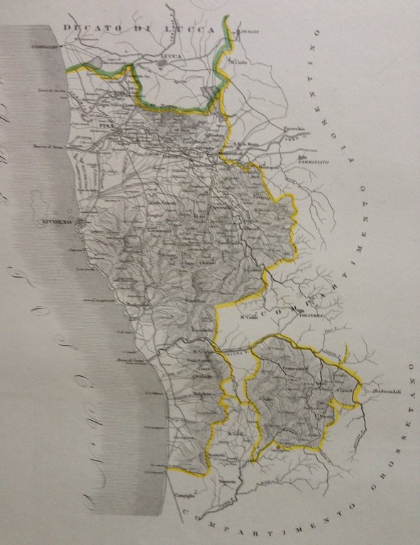 Zuccagni Orlandini Acquaforte Originale 1840 Atlante Geografico Pisano Pisa