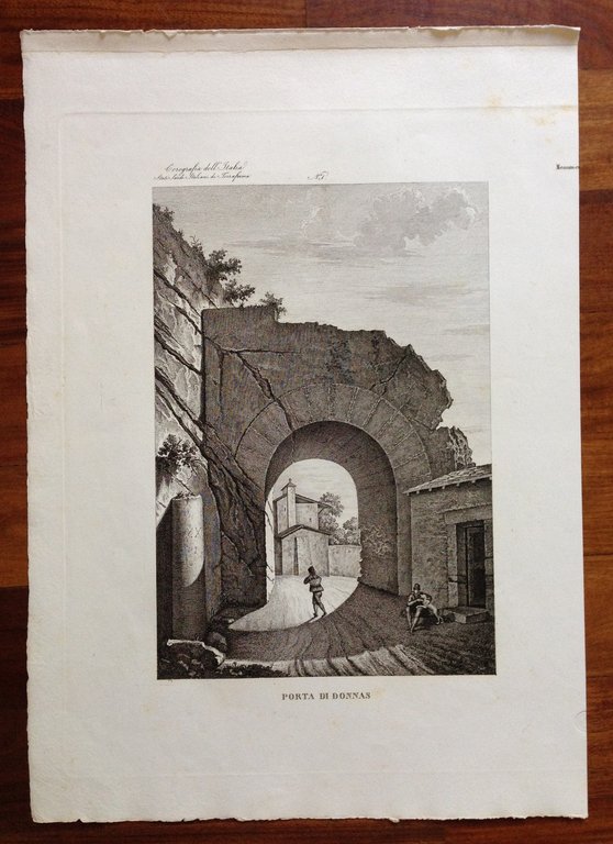Zuccagni Orlandini Acquaforte Originale 1840 Atlante Geografico Porta di Donnas