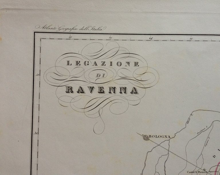 Zuccagni Orlandini Acquaforte Originale 1840 Atlante Geografico Ravenna