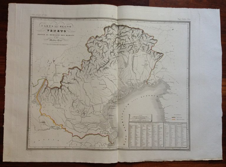 Zuccagni Orlandini Acquaforte Originale 1840 Atlante Geografico Regno Veneto