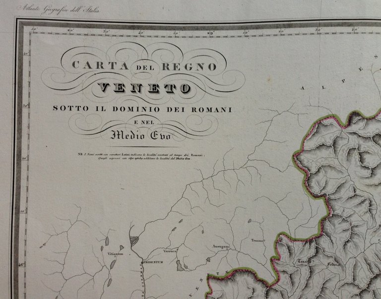 Zuccagni Orlandini Acquaforte Originale 1840 Atlante Geografico Regno Veneto