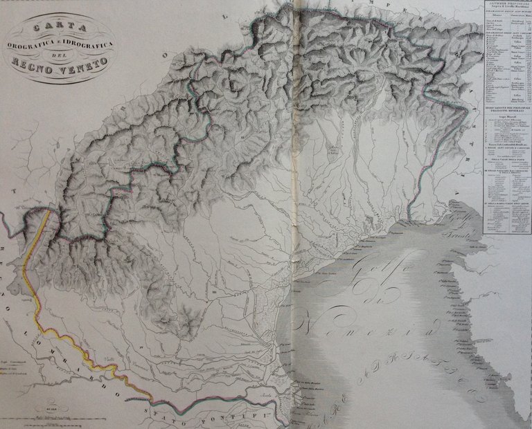Zuccagni Orlandini Acquaforte Originale 1840 Atlante Geografico Regno Veneto