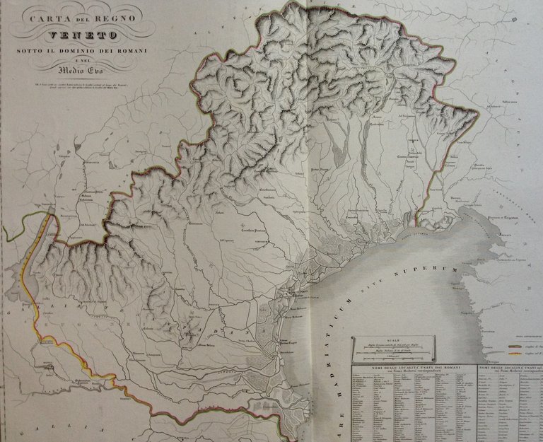 Zuccagni Orlandini Acquaforte Originale 1840 Atlante Geografico Regno Veneto
