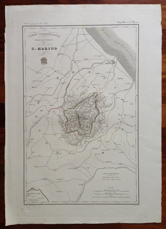 Zuccagni Orlandini Acquaforte Originale 1840 Atlante Geografico San Marino