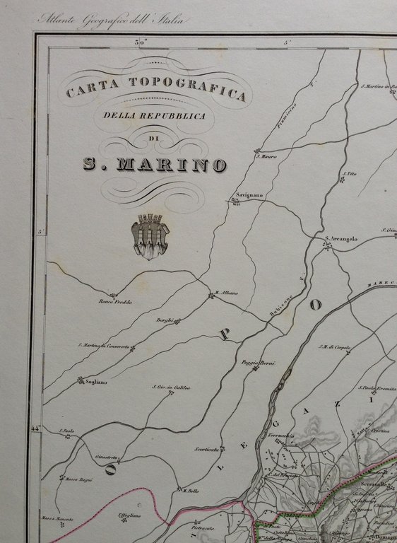 Zuccagni Orlandini Acquaforte Originale 1840 Atlante Geografico San Marino
