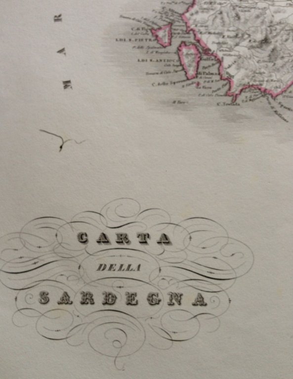 Zuccagni Orlandini Acquaforte Originale 1840 Atlante Geografico Sardegna
