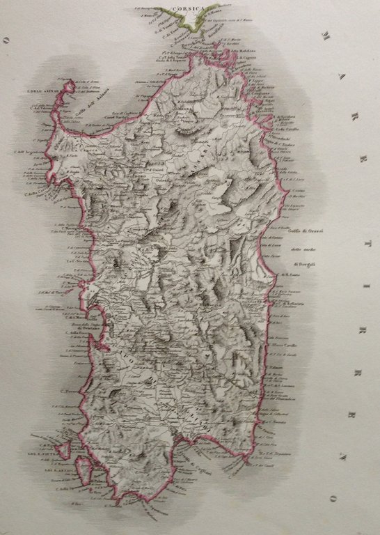 Zuccagni Orlandini Acquaforte Originale 1840 Atlante Geografico Sardegna