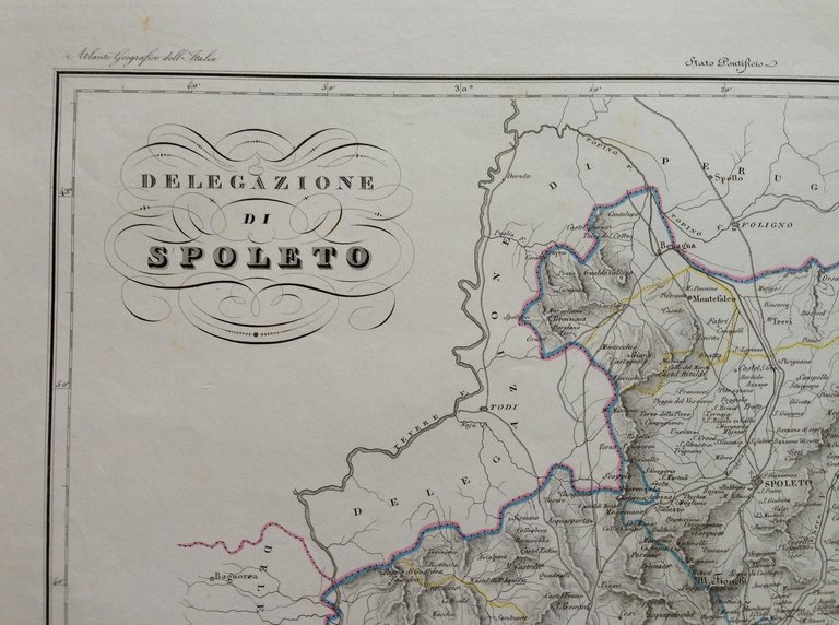 Zuccagni Orlandini Acquaforte Originale 1840 Atlante Geografico Spoleto