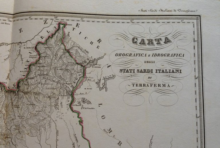 Zuccagni Orlandini Acquaforte Originale 1840 Atlante Geografico Stati Sardi