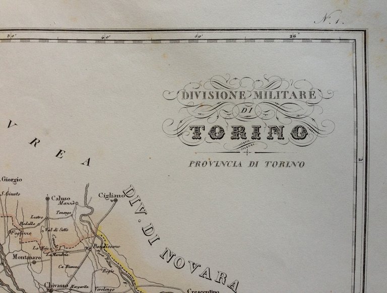 Zuccagni Orlandini Acquaforte Originale 1840 Atlante Geografico Torino