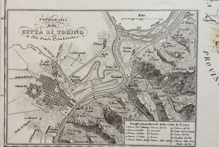 Zuccagni Orlandini Acquaforte Originale 1840 Atlante Geografico Torino