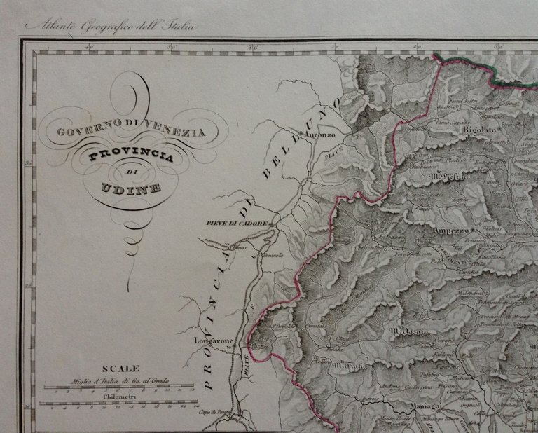 Zuccagni Orlandini Acquaforte Originale 1840 Atlante Geografico Udine