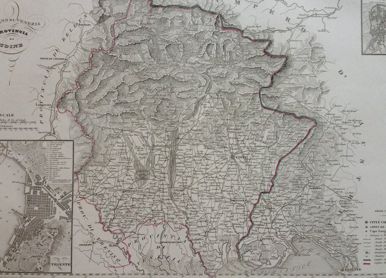 Zuccagni Orlandini Acquaforte Originale 1840 Atlante Geografico Udine