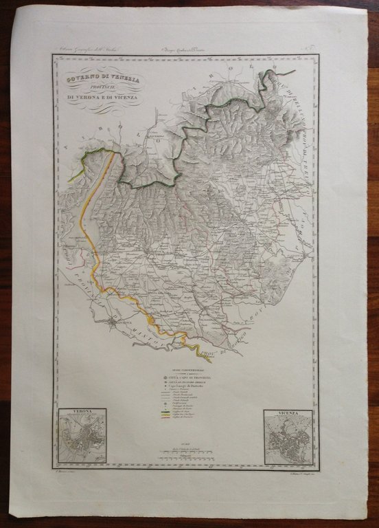 Zuccagni Orlandini Acquaforte Originale 1840 Atlante Geografico Venezia Verona