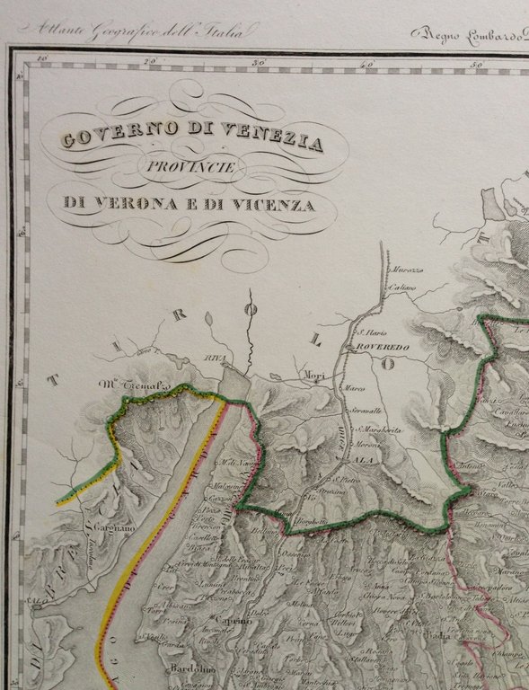 Zuccagni Orlandini Acquaforte Originale 1840 Atlante Geografico Venezia Verona