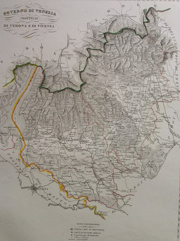 Zuccagni Orlandini Acquaforte Originale 1840 Atlante Geografico Venezia Verona