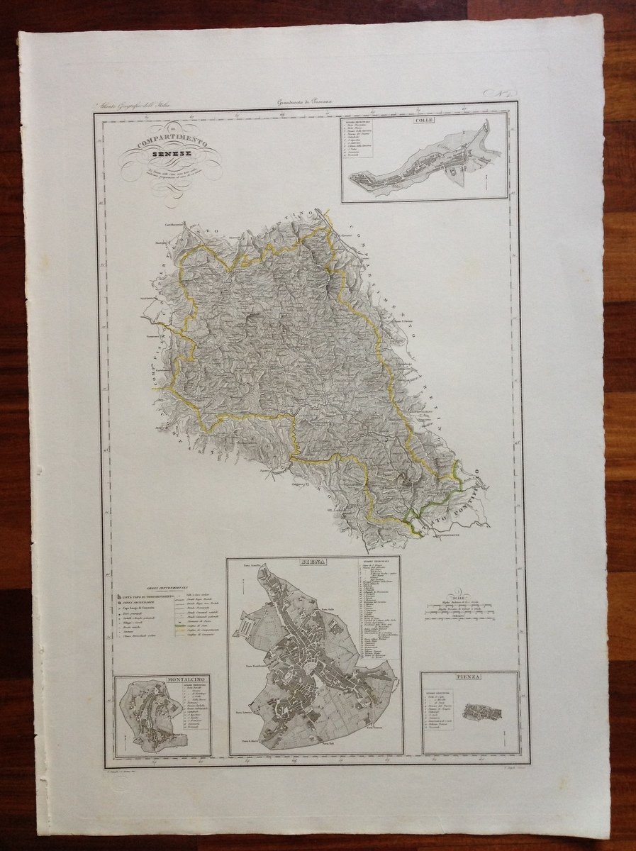Zuccagni Orlandini Acquaforte Originale 1840 Atlante Siena Colle Montalcino | Immagine principale